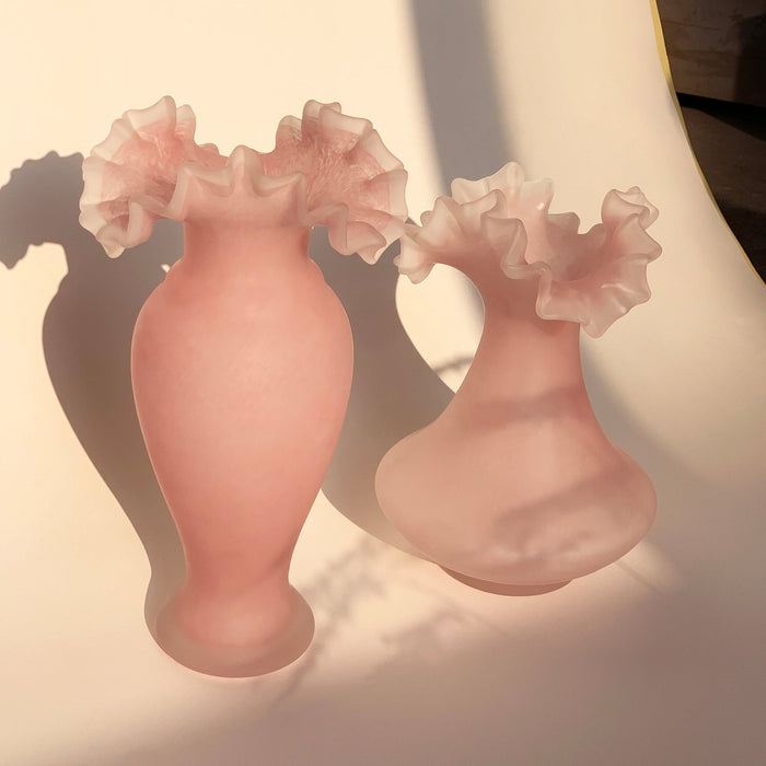 Matt pink mermaid tail glass flower vase
