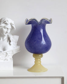 Purple glass flower vase for fresh or artificial floral arrangements