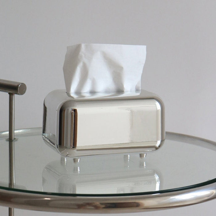 Silver tissue box cover for home, desk, office or car