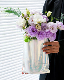 Modern silver ceramic flower vase for home decor