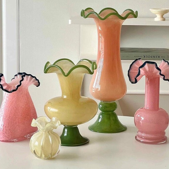 French country style glass flower vase for home decor