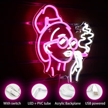 Girl smoking acrylic LED neon wall sign for room decor