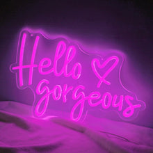 Hello Gorgeous LED neon wall sign with acrylic back panel