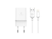 Fehér Techancy TA2790 fali töltő két USB-porttal és Lightning kábellel