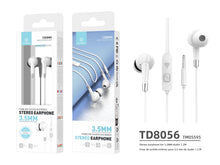 Fehér Techancy TD8056 vezetékes fülhallgató