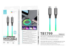 Fekete Techancy USB-C–Lightning kábel RGB világítással