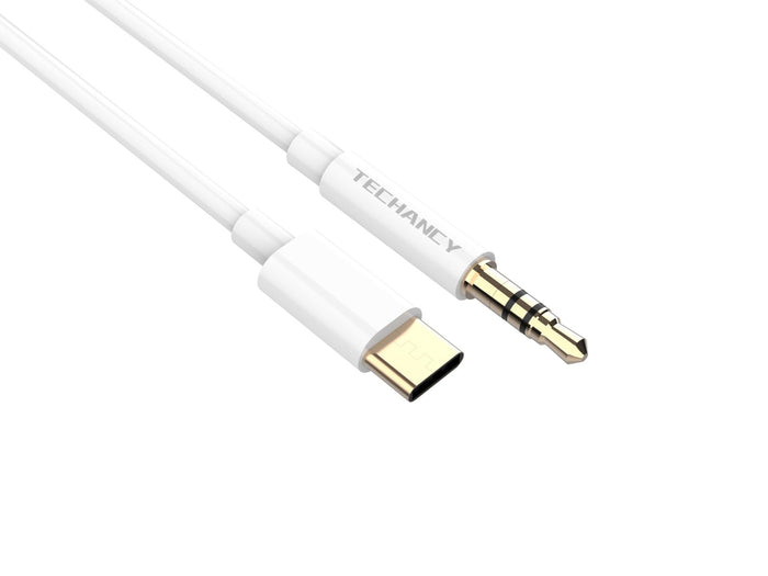 Fehér Techancy USB-C–3,5 mm AUX audiokábel