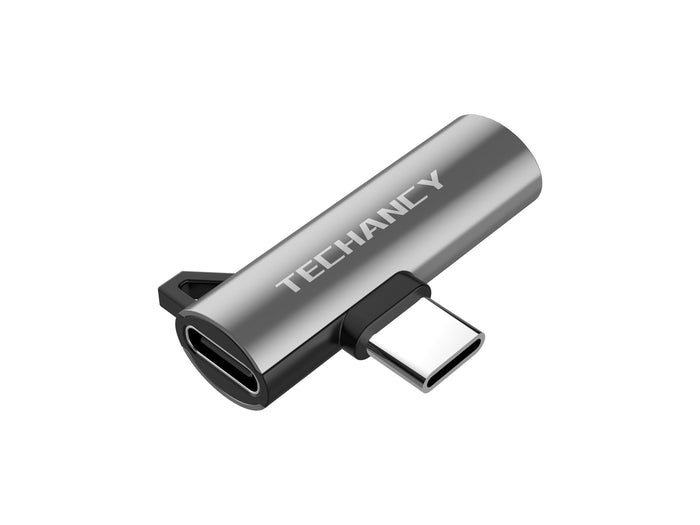 Fekete Techancy USB-C audio- és töltőadapter 3,5 mm jack csatlakozóhoz