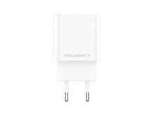 Fehér Techancy TA2828 USB-C és USB-A hálózati töltő
