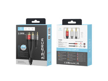 Fekete Techancy 3,5 mm–2 RCA audiokábel
