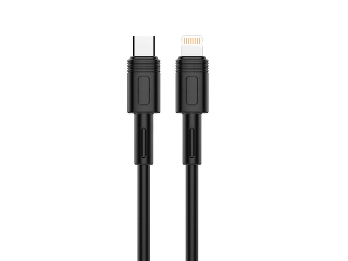 Fekete Techancy USB-C–Lightning gyorstöltő kábel