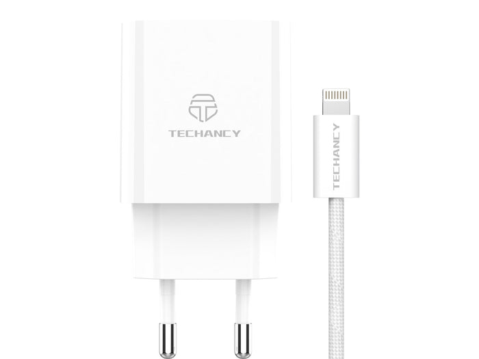 Fehér Techancy TA2822 USB-A és USB-C fali töltő