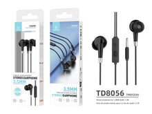 Fekete Techancy TD8056 vezetékes fülhallgató