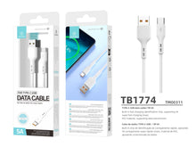 Fehér Techancy USB-A–USB-C gyorstöltő kábel