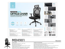Fekete Techancy MD4901 irodai szék állítható deréktámasszal