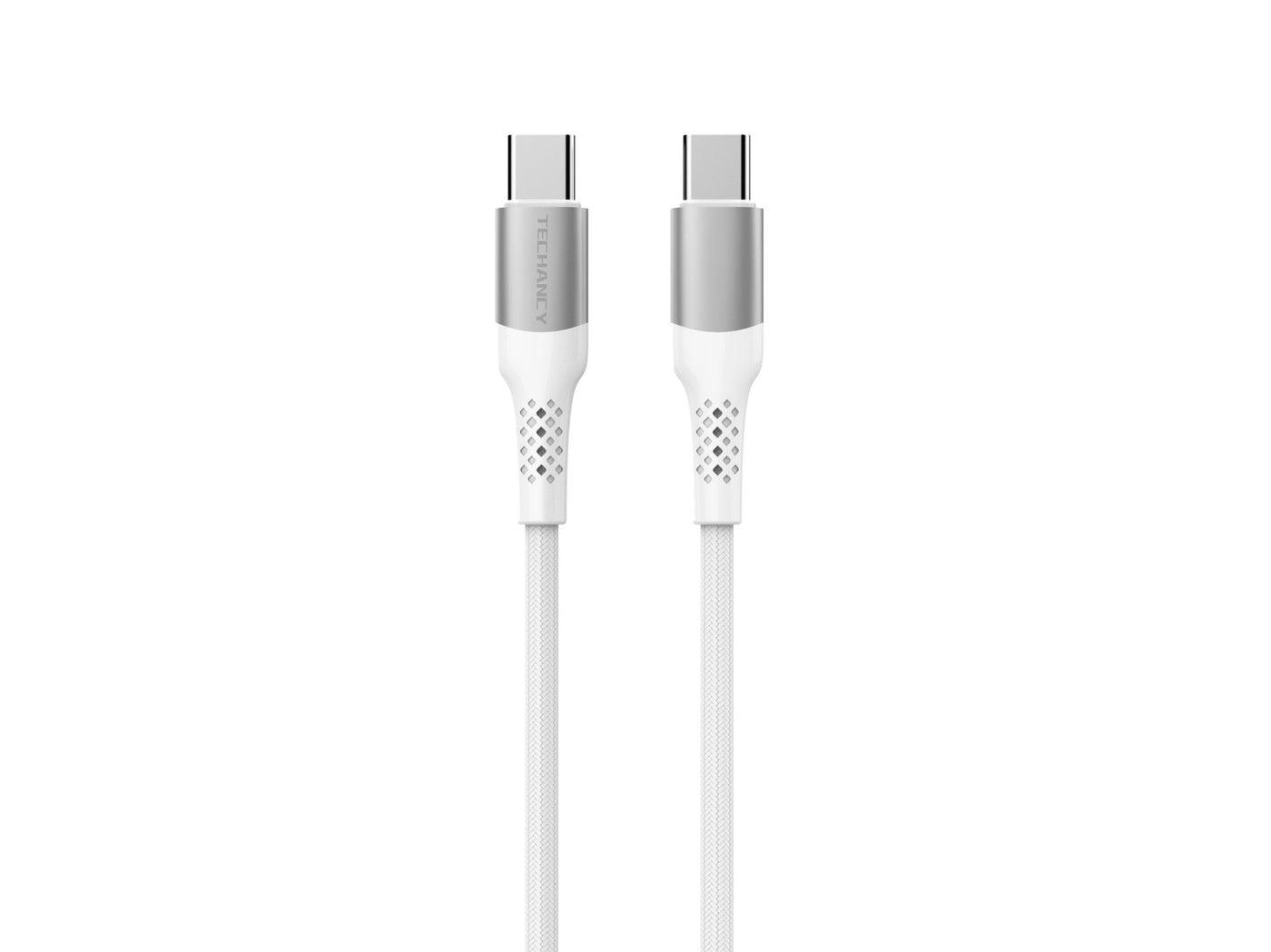 Fehér Techancy USB-C–USB-C fonott kábel