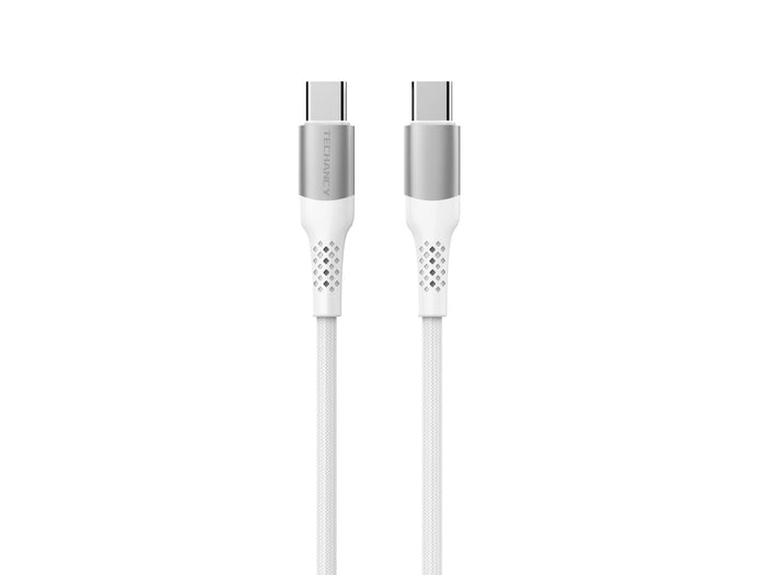 Fehér Techancy USB-C–USB-C fonott kábel