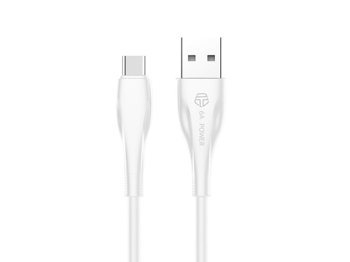 Fehér Techancy USB-A–USB-C töltő- és adatkábel