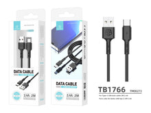 Fekete Techancy USB-A – USB-C adatkábel
