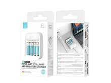 Fehér Techancy MM5420 akkumulátortöltő AA és AAA akkumulátorokhoz