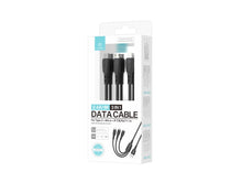Fekete Techancy 3 az 1-ben USB-kábel USB-C, Micro USB és Lightning csatlakozóval