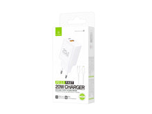 Fehér Techancy TA2826 USB-C és USB-A gyorstöltő Lightning kábellel