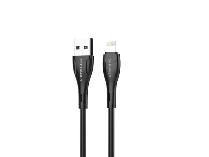 Fekete Techancy USB-A–Lightning adatkábel