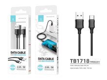 Fekete Techancy USB-A–USB-C adatkábel