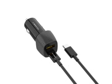 Fekete Techancy autós töltő USB-A és USB-C porttal