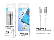 Fehér Techancy USB-C–USB-C fonott kábel
