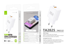 Fehér Techancy TA2825 USB-C és USB-A gyorstöltő