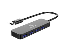 Fekete Techancy USB-C hub 4 USB-A porttal