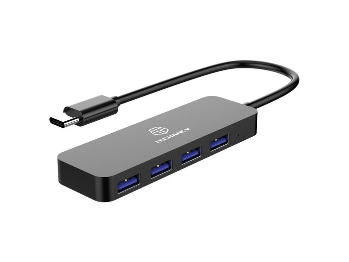 Fekete Techancy USB-C hub 4 USB-A porttal