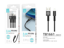 Fekete Techancy USB-A–Lightning kábel 1,2 m hosszban