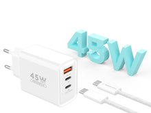 Fehér Techancy TA2822 USB-A és USB-C fali töltő