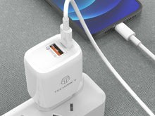 Fehér Techancy TA2801 hálózati gyorstöltő USB-C–Lightning kábellel