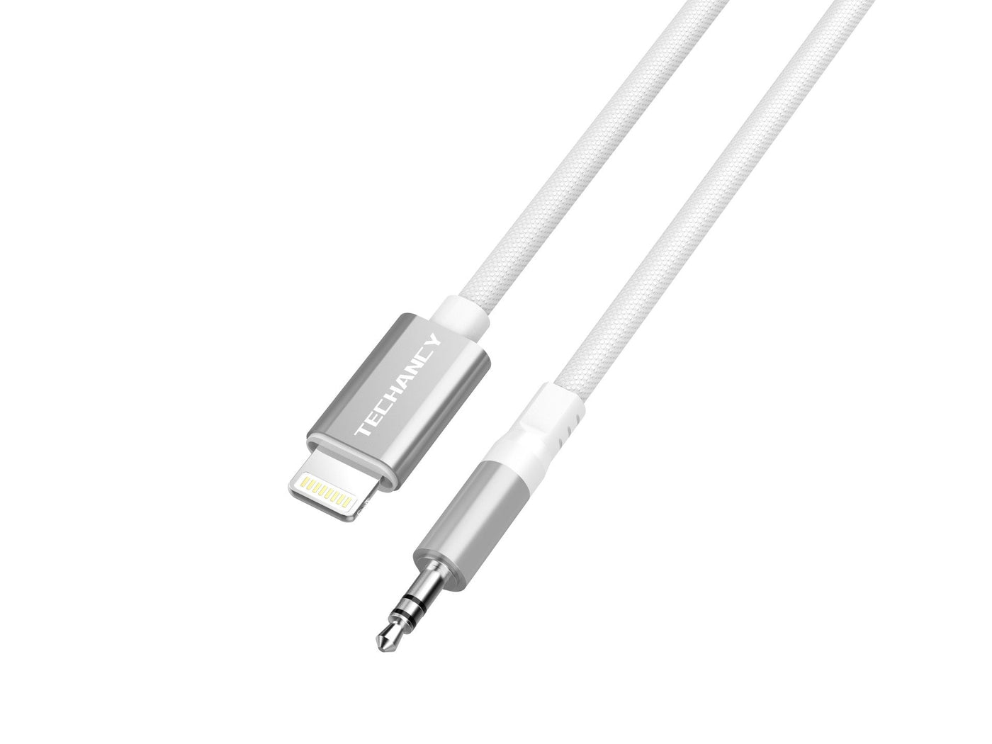 Techancy Cabo Audio Digital KQ2604 8-Pin para 3.5mm, 1M, Trancado, Compativel com Telemovel, Carro e Auscultadores, Branco-0