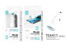 Fehér Techancy TC6411 autós töltő USB-A és USB-C porttal