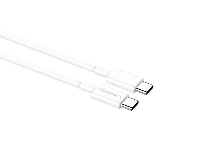 Fehér Techancy USB-C–USB-C gyorstöltő kábel