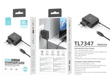Fekete Techancy TL7347 65 W-os GaN USB-C gyorstöltő