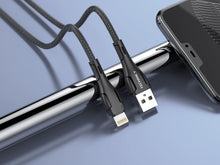 Fekete Techancy fonott USB-A–Lightning kábel