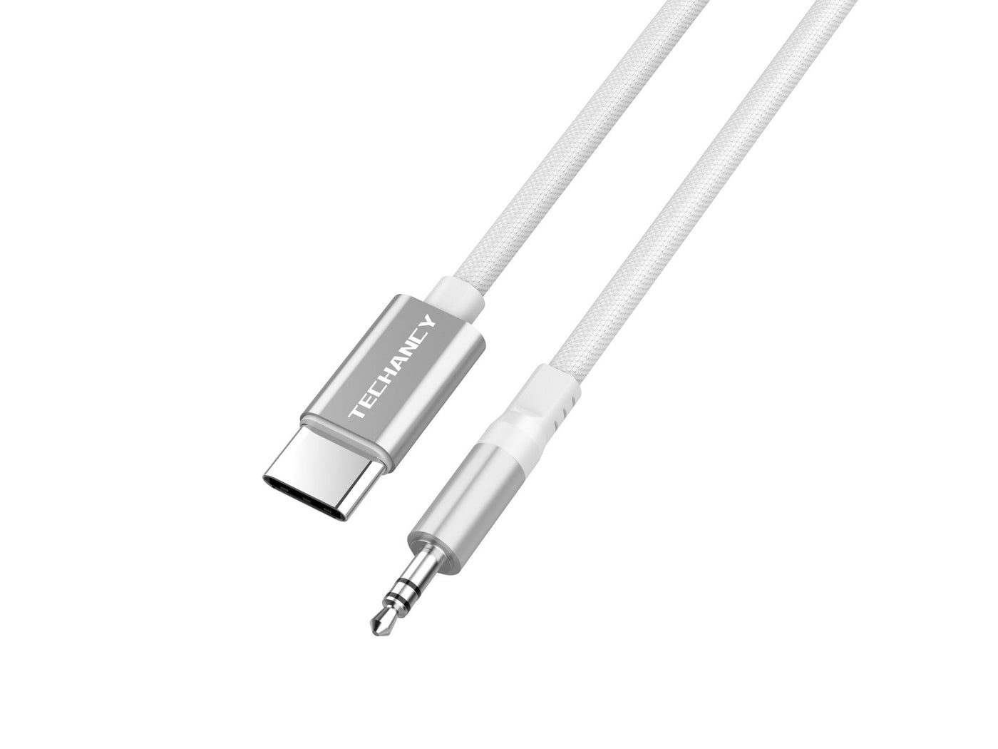 Techancy Cabo Audio Digital KQ2605 Type-C para 3.5mm, 1M, Trancado, Compativel com Telemovel, Carro e Auscultadores, Branco-0