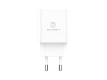 Fehér Techancy USB-A és USB-C hálózati töltő