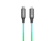 Fekete Techancy USB-C–Lightning kábel RGB világítással