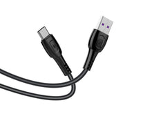 Fekete Techancy USB-A–USB-C kábel 1 m hosszban