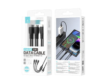Fekete Techancy 3 az 1-ben USB-kábel USB-C, Micro USB és Lightning csatlakozóval