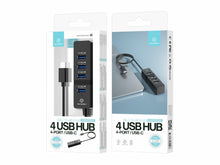 Fekete Techancy KT2905 USB-C hub 4 USB-porttal