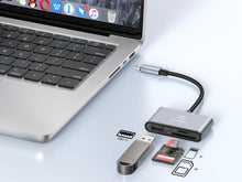 Szürke Techancy USB-C 3 az 1-ben kártyaolvasó