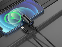 Fekete Techancy TC6408 mini autós töltő Lightning kábellel