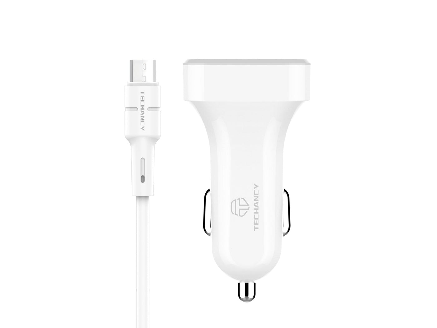 Techancy TC6403 Carregador de Carro Duplo USB 2.4A com Cabo Micro USB Branco-0